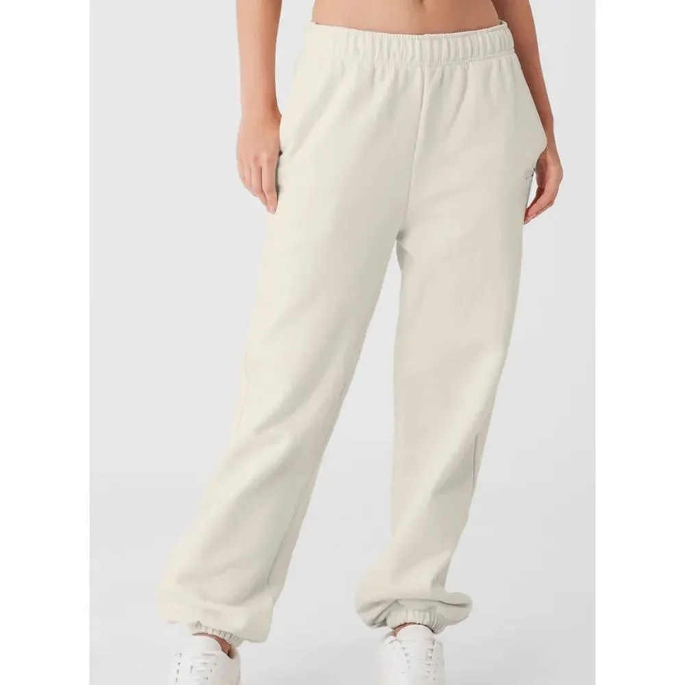 Alo Yoga Accolade Hoodie & Sweatpant Set Bone Ivory Drawstring Size Medium